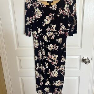 Connected Apparel Black Floral Midi Dress